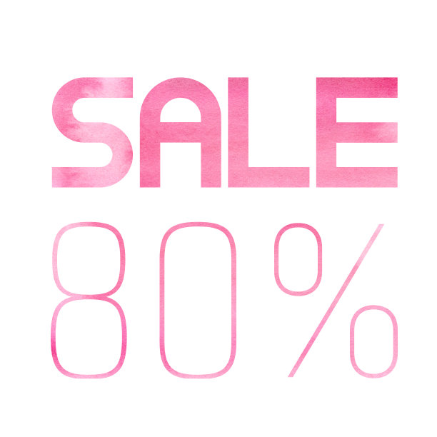 80%的销售额。粉红色水彩横幅。洋红色万岁。出售招牌。季节性出售。完美的水彩设计销售商店和广告横幅。图片下载