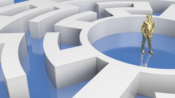 商业概念3d渲染迷宫中的人图片下载