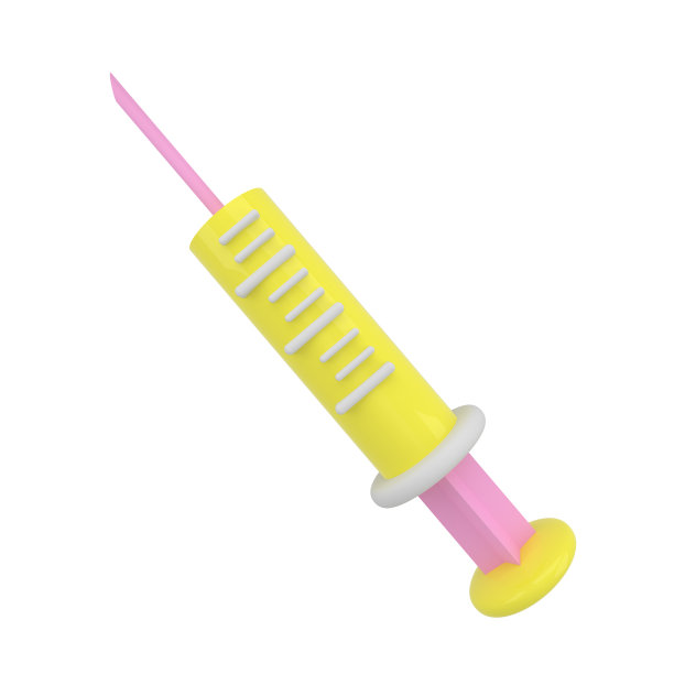 白色背景上的卡通3d注射器特写。3 d渲染。图片下载