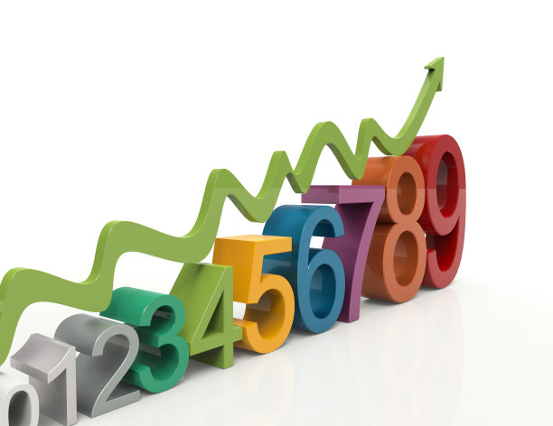 箭头增长图与数字3d渲染图片下载