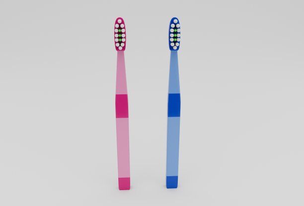 牙刷在白色背景上最小的3d插图。图片下载
