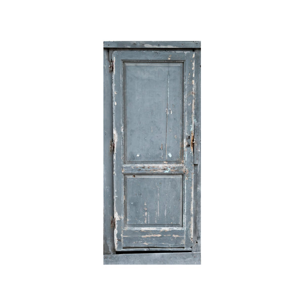 古老的灰色木门孤立在白色上，背景有纹理图片下载