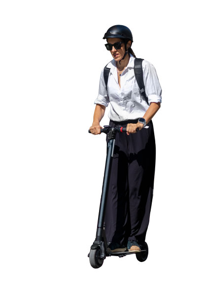 E-Scooter通勤。隔离的透明背景图片下载