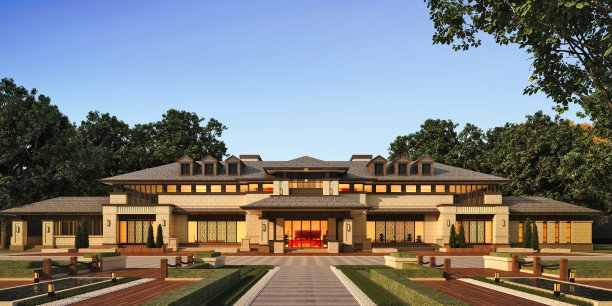 豪宅外观的3d渲染图片下载