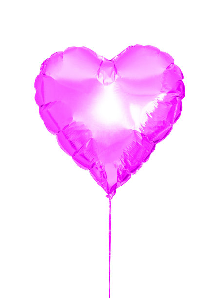 明亮的粉色心形充气球孤立在白色背景上图片下载
