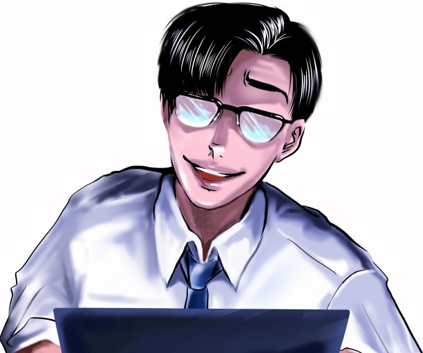 彩色卡通风格的插图，恶意的非法男子在西装黑头发和眼镜通过非法登录窃取他人的密码和个人信息。图片下载