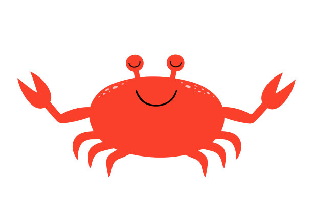 可爱的卡通螃蟹在冥想。微笑的海人物闭着眼睛。海底生物海底世界的居民图片下载