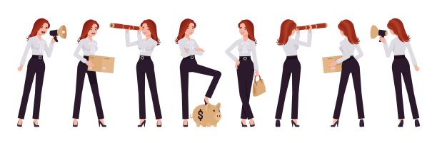 商务顾问专业女士套装，美女抱着物品摆pose图片下载