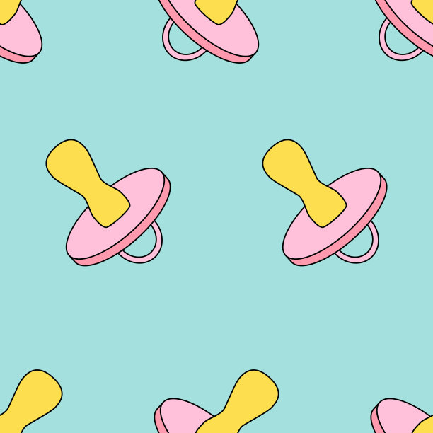 婴儿奶嘴可爱无缝图案婴儿淋浴性别派对邀请卡育儿室装饰海报图片下载