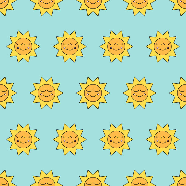 太阳宝宝无缝图案为宝宝沐浴会邀请函，儿童派对卡片，育儿室装饰海报壁纸包装纸图片下载