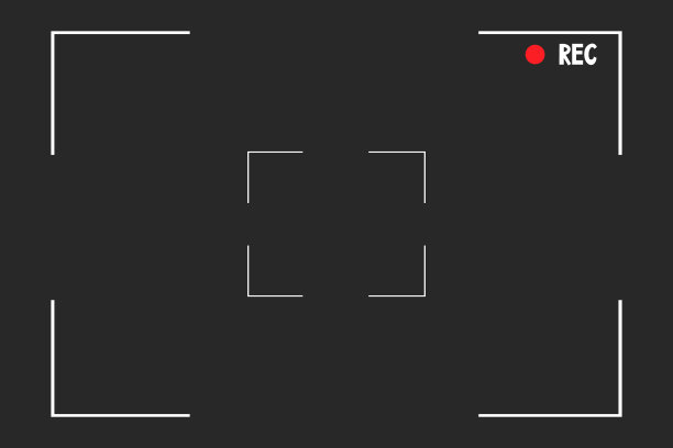 摄像机取景器覆盖模板，界面上的黑色背景。照片焦点屏幕。记录或快照数码显示摄像头，捕捉录像。矢量图图片下载