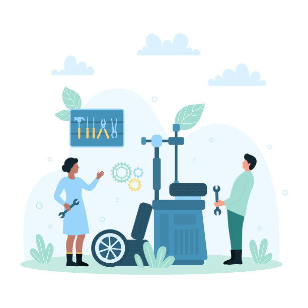 汽车轮胎服务，微型人装配或拆卸汽车车轮用工具图片下载