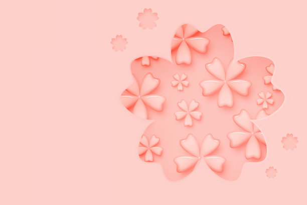 樱花花贺卡。3d花卉节日背景。图片下载