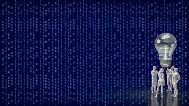 业务团队和灯泡的想法或创意概念3d渲染图片下载