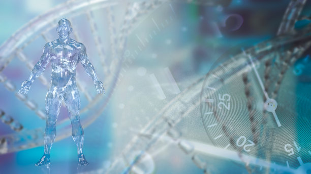 科学或医学概念三维渲染的人类和细胞背景图片下载