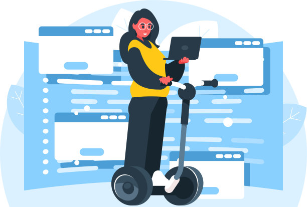 女程序员骑着陀螺仪图片下载