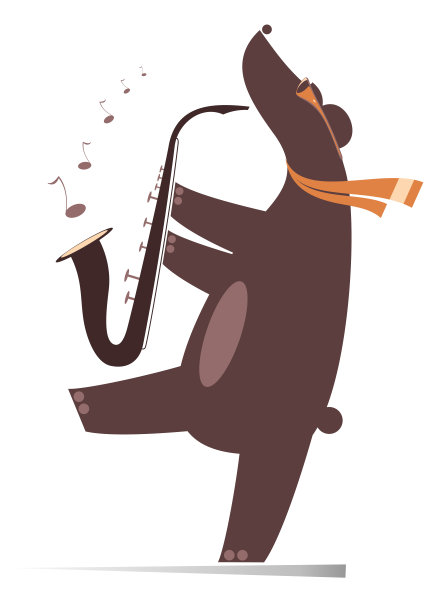 可爱的熊吹萨克斯管图片下载