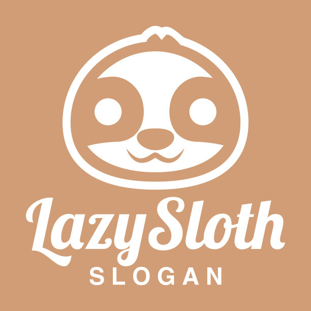 现代矢量平面设计简单的极简主义标志模板可爱的树懒卡通头轮廓线艺术矢量品牌，徽章，标签，徽章。孤立在白色背景上。图片下载