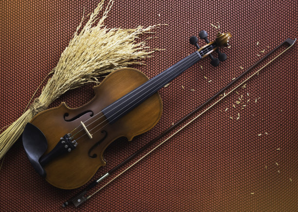 小提琴由实木制成背景，展示声学乐器的细节，图片下载