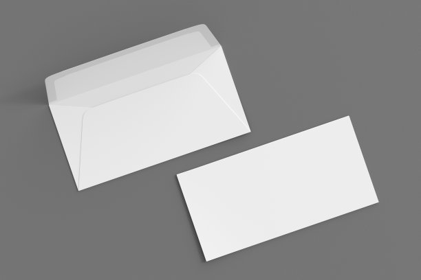空白公司信封模型在灰色背景。品牌模拟。图片下载