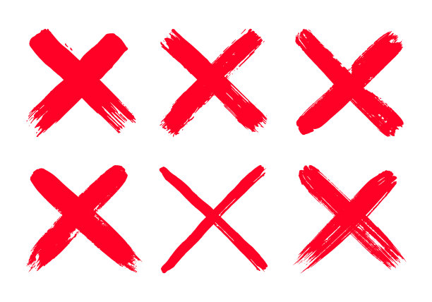 肮脏的垃圾手绘与笔触交叉x矢量插图图标集。图片下载