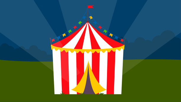 红白条纹马戏团帐篷。图片下载