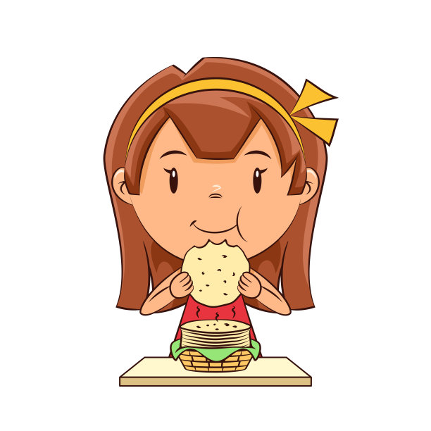 吃玉米饼的女孩图片下载