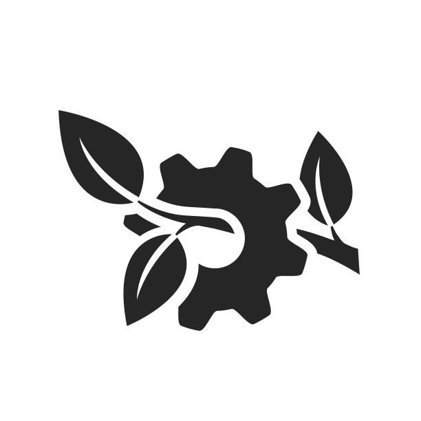 生态科技图标。树枝上的机械齿轮。环保，环保，行业标志图片下载