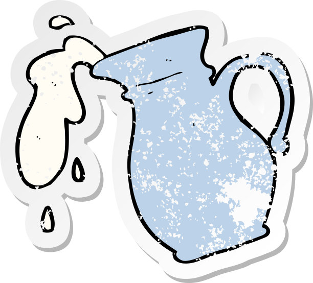 一个卡通牛奶罐的复古心疼贴纸图片下载