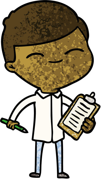 卡通微笑男人和剪贴板图片下载