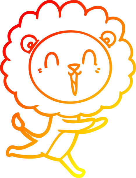 温暖的渐变线条画一个笑狮子卡通运行图片下载