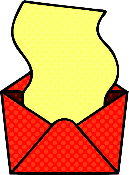 漫画书风格的古怪卡通信件和信封图片下载