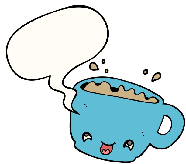 带有语音泡泡的卡通咖啡杯图片下载