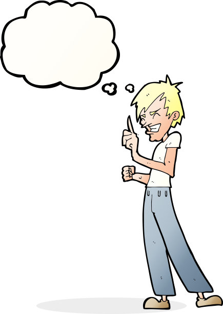 卡通愤怒的人与思想泡沫争论图片下载