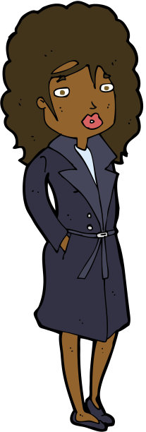 穿着风衣的卡通女人图片下载