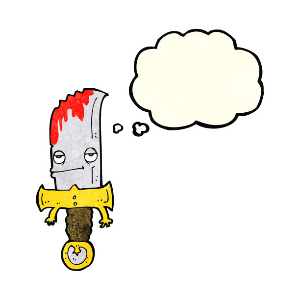带思想泡泡的血刀卡通人物图片下载