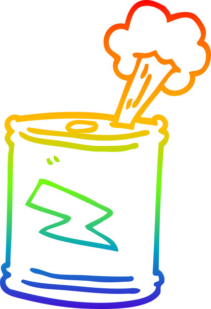 彩虹渐变线绘制卡通碳酸饮料罐图片下载