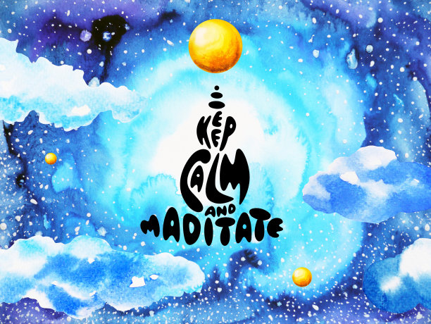 人类冥想心灵心理健康瑜伽脉轮精神治疗抽象能量冥想宇宙力量插图设计绘画艺术书法刻字拼贴水彩画背景图片下载