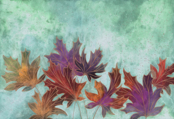 复古自然旗帜背景与枫叶图片下载