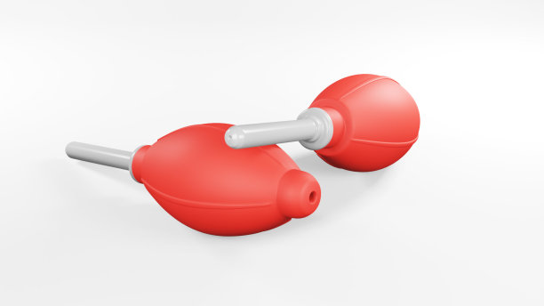 空气除尘器在红色的白色背景，3d渲染图片下载