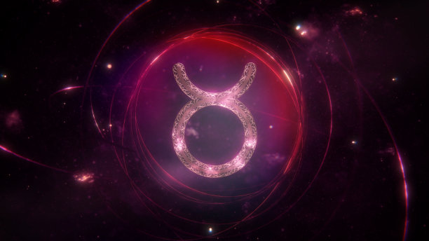 金色星盘金牛座星座图案紫色星系背景图片下载