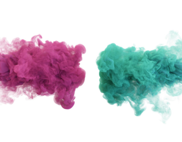 绿色粉红色烟雾。3 d渲染。图片下载