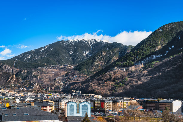 安道尔的城市景观，比利牛斯山图片下载