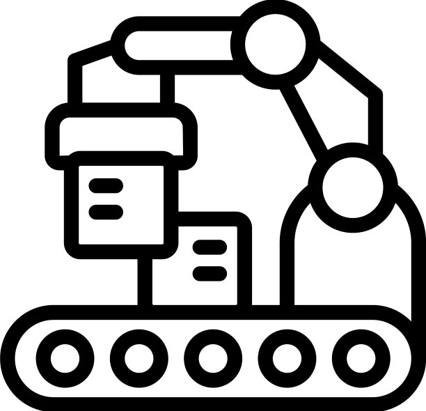 流水线机器人工厂图标勾勒行业轮廓图片下载