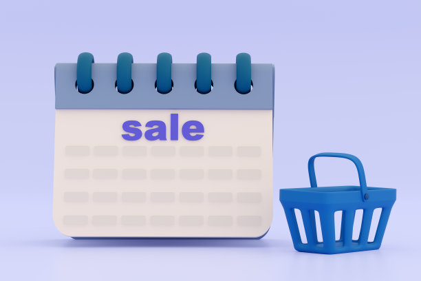 日历持有空购物篮孤立的紫色背景。3 d演示。图片下载