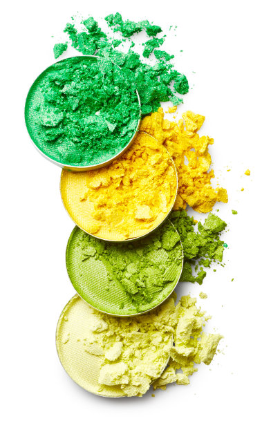 压碎的绿色和黄色眼影图片下载