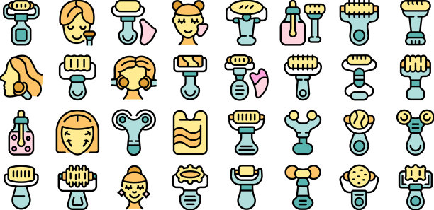 面部滚轮图标设置颜色平坦图片下载