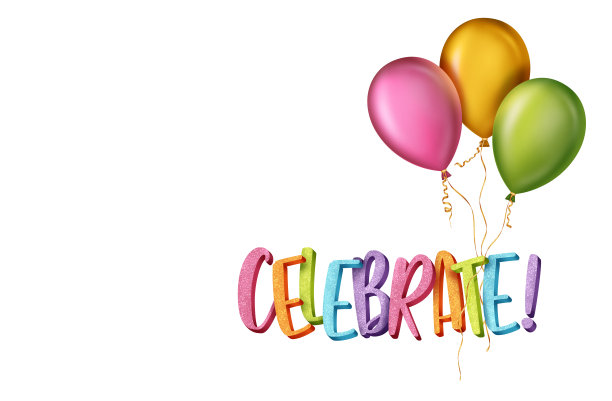 孤立的剪纸插图的字母和气球。庆祝，节日概念明信片。图片下载