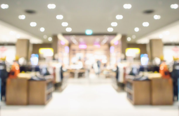 抽象模糊服装精品展示商场内部背景图片下载