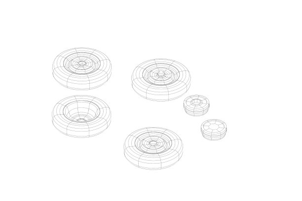 3 d演示。车轮和鼓制动从旧皮卡- 3d打印准备图片下载